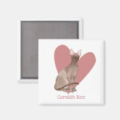コーニッシュレックスキャットウォーター色子猫ピンクハート マグネット (正面/裏面)