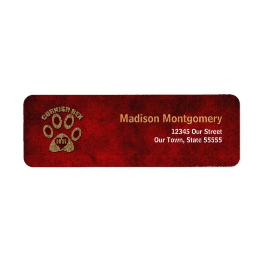 コーニッシュレックス猫品種レッドアドレス ラベル (正面)