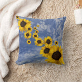 コーニッシュ吹スカイにリアルなヒマワリ クッション (ブランケット)