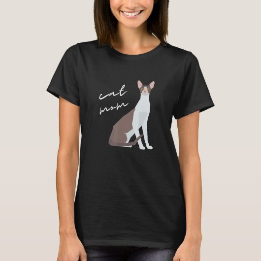 コーニッシュ+レックス+の猫の母のためのグッズ Tシャツ (正面)