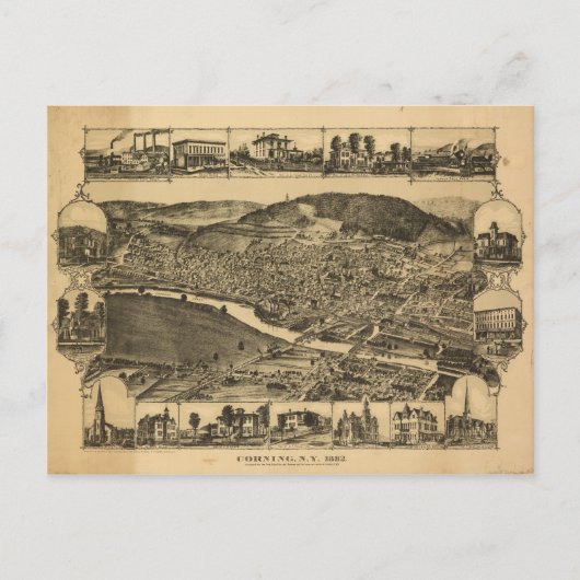 コーニングニューヨーク(1882) ポストカード (正面)