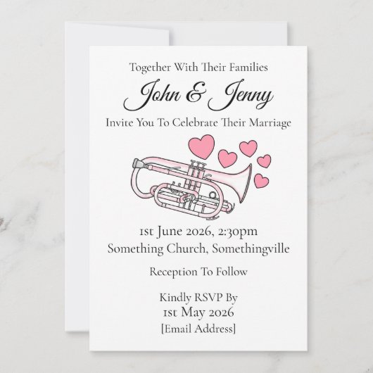 コーネット結婚式招待状ブラスミュージシャン 招待状 (正面)