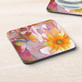 コーネリア パステルピンク ローズ 水彩画アート コースター (左側)