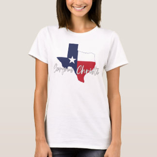 コーパスクリスティテキサス州国旗の地図と女性の白 Tシャツ
