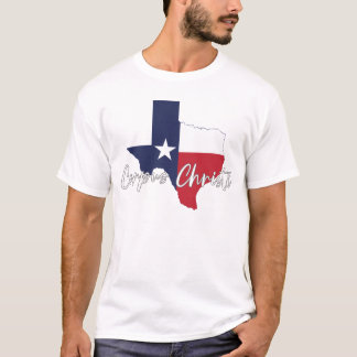 コーパスクリスティテキサス州国旗の地図と白 Tシャツ