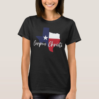 コーパスクリスティテキサス州国旗の地図と黒 Tシャツ