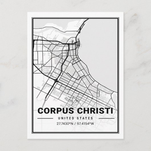 コーパスクリスティテキサス州USA旅行市地図ポスター ポストカード (正面)