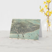 コーパス・クリスティテキサス州1887年の鳥瞰的な眺めの地図 カード (黄色い花)