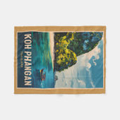 コーパンガンタイランドラベルアートヴィンテージ フリースブランケット (正面(横))