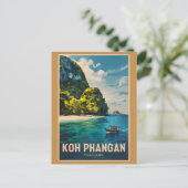 コーパンガンタイランドラベルアートヴィンテージ ポストカード (スタンド正面)