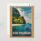 コーパンガンタイランドラベルアートヴィンテージ ポストカード (正面/裏面)