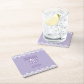 コーパーソナライズされたスター・薄紫・パープル・ダマスク スクエアペーパーコースター (インサイチュ)
