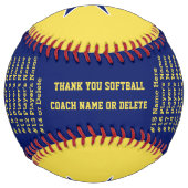 コーパーソナライズされたチや選手にソフトボールの贈り物 ソフトボール (裏面)