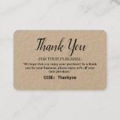 コーパーソナライズされたド付き注文サンキューカード 名刺 (裏面)