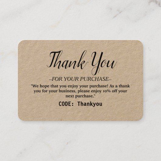 コーパーソナライズされたド付き注文サンキューカード 名刺 (裏面)