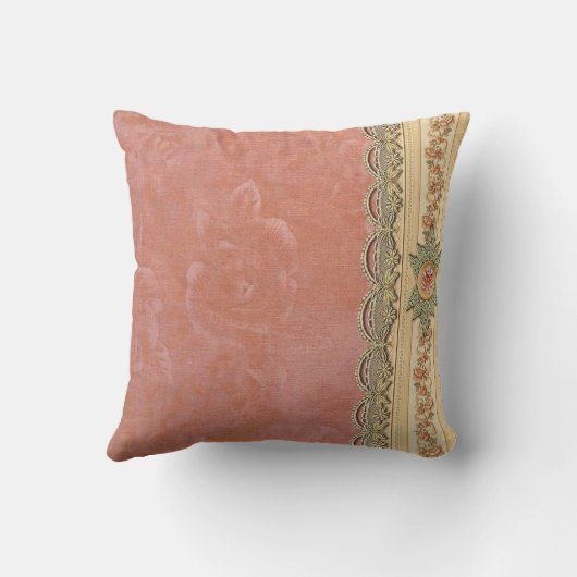 コーパーソナライズされたルガーリーエレガントバラアイボリーレース クッション (裏面)