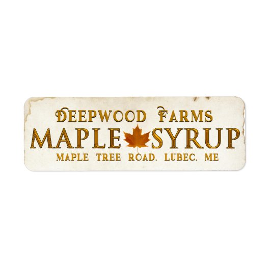 コーパープレートメープルシロップ瓶ラベル付きリーフ ラベル (正面)