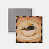 コーヒおもしろいカラスのマグネット マグネット (正面/裏面)