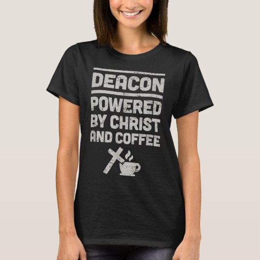 コーヒおもしろいクリスチャン教会ディーコン Tシャツ (正面)