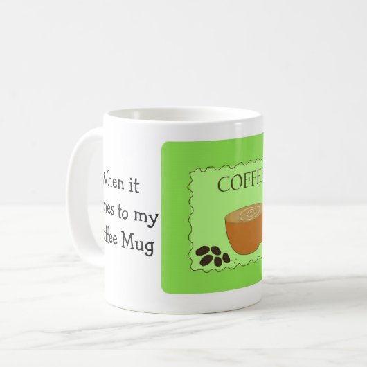 コーヒおもしろいーことわざサイズが重要 コーヒーマグカップ (正面左)