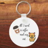 コーヒおもしろいーとキャットキーチェーン キーホルダー (正面)