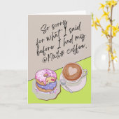 コーヒおもしろいーとドーナツでの謝罪 カード (黄色い花)
