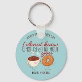 コーヒおもしろいーとドーナツプンキュートなバレンタインデー キーホルダー