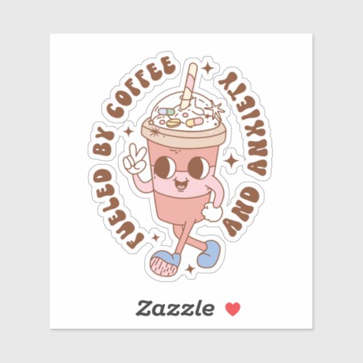 コーヒおもしろいーと不安に煽られるレトロ シール (シート)