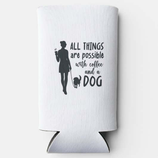 コーヒおもしろいーと愛犬家のセルツァークーラーボックス スリム缶クーラー (正面)