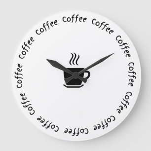 コーヒおもしろいーの壁時計 – "コーヒーオクロック" ラージ壁時計