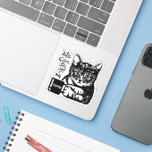 コーヒおもしろいーの意欲を起こ猫 シール (ノートパソコンとiPhone)