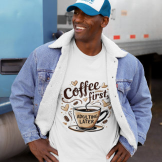 コーヒおもしろいーの才能シャツ – コーヒー最初の引用文 Tシャツ