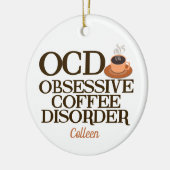 コーヒおもしろいーアディクトモノグラムバリスタ セラミックオーナメント (左)