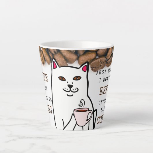 コーヒおもしろいーカップと言葉付き猫マグカップ カフェラテマグ (正面)