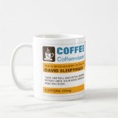 コーヒおもしろいーカフェインRx処方箋ラベルのマグカップ コーヒーマグカップ (左)