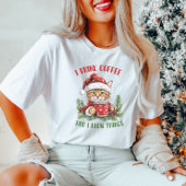 コーヒおもしろいークリスマスキャットTシャツ Tシャツ