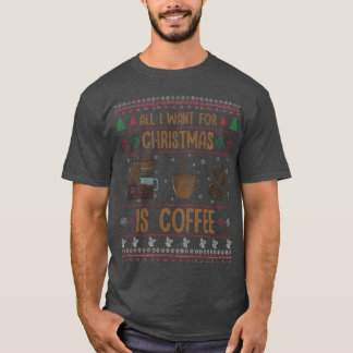 コーヒおもしろいークリスマスサンタ醜いクリスマスヴィンタグ Tシャツ