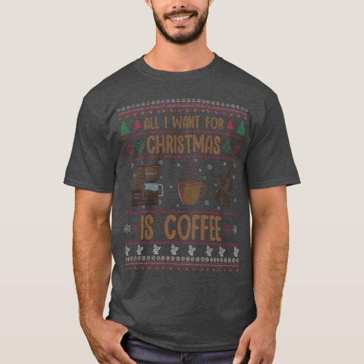 コーヒおもしろいークリスマスサンタ醜いクリスマスヴィンタグ Tシャツ (正面)