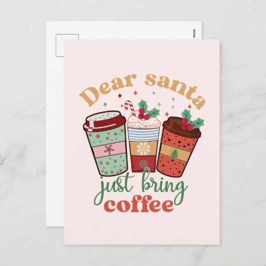 コーヒおもしろいークリスマス引用文はがき シーズンポストカード (正面/裏面)