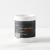 コーヒおもしろいーコーディングのジョーク黒ミニマルデザイン コーヒーマグカップ (中央)