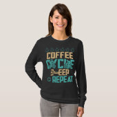 コーヒおもしろいーサイクルスリープリピートサイクリング自転車 Tシャツ (正面フル)