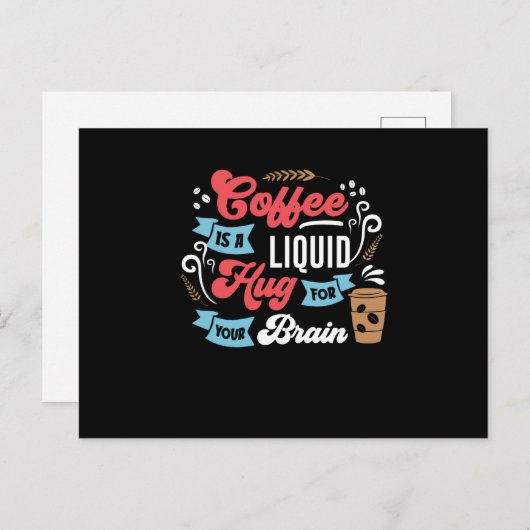 コーヒおもしろいーデザイン |脳のためのコーヒー ポストカード (正面/裏面)