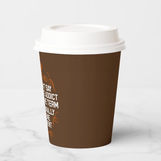 コーヒおもしろいーバー中毒ワードアート 紙コップ (左)