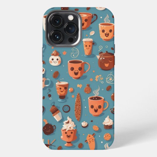 コーヒおもしろいーパターン iPhoneケース (裏面)