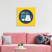 コーヒおもしろいープンタイポグラフィアートレトロカラー キャンバスプリント (インサイチュ (リビング))