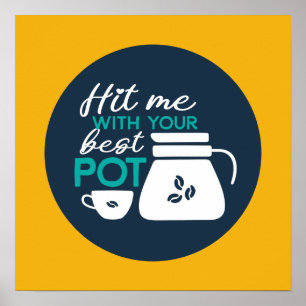 コーヒおもしろいープンタイポグラフィアートレトロカラー ポスター