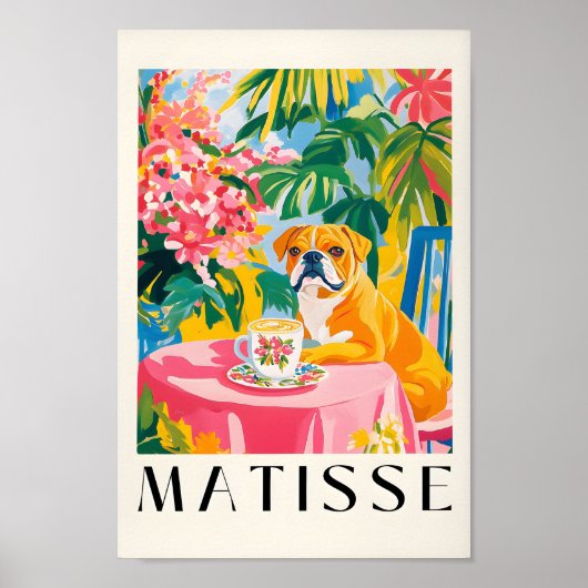 コーヒおもしろいーポスター、English Bulldog Art、Henri Ma ポスター (正面)