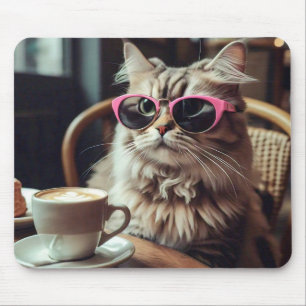 コーヒおもしろいーマウスパッド付き猫 マウスパッド