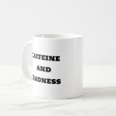 コーヒおもしろいーマグカップ – カフェインと優しさ コーヒーマグカップ (正面左)