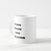 コーヒおもしろいーマグ – コーヒーを教育に変える コーヒーマグカップ (正面左)